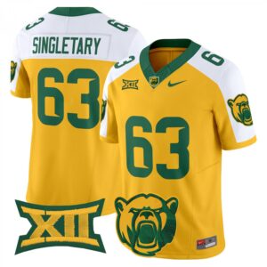 Mike Singletary Jersey #63 Baylor Bears 2025 Vapor Stitched Gold Alternate