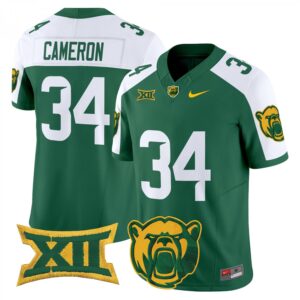Josh Cameron Jersey #34 Baylor Bears 2025 Vapor Stitched Green Alternate