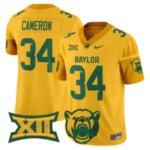 Josh Cameron Jersey #34 Baylor Bears 2025 V2 Vapor Stitched Gold