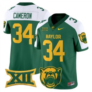 Josh Cameron Jersey #34 Baylor Bears 2025 V2 Vapor Stitched Green Alternate