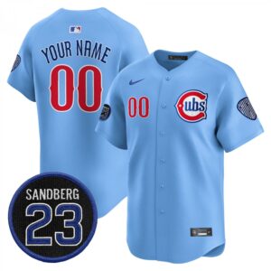 Custom Chicago Cubs Jersey Ryne Sandberg Tribute Stitched Blue