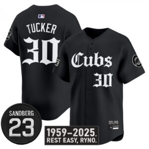 Kyle Tucker Jersey #30 Chicago Cubs Ryne Sandberg Tribute Stitched Black