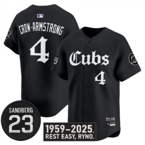 Pete Crow-Armstrong Jersey #4 Chicago Cubs Ryne Sandberg Tribute Stitched Black