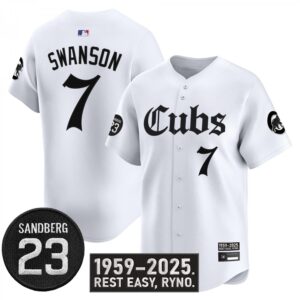 Dansby Swanson Jersey #7 Chicago Cubs Ryne Sandberg Tribute Stitched White
