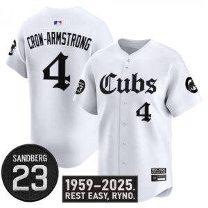 Pete Crow-Armstrong Jersey #4 Chicago Cubs Ryne Sandberg Tribute Stitched White