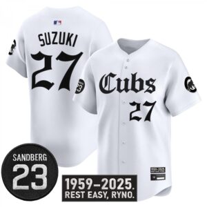 Seiya Suzuki Jersey #27 Chicago Cubs Ryne Sandberg Tribute Stitched White