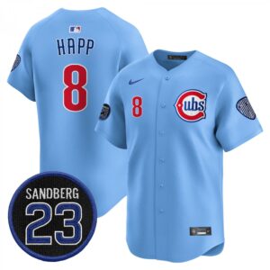 Ian Happ Jersey #8 Chicago Cubs Ryne Sandberg Tribute Stitched Blue