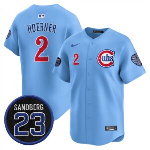 Nico Hoerner Jersey #2 Chicago Cubs Ryne Sandberg Tribute Stitched Blue