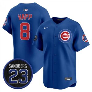 Ian Happ Jersey #8 Chicago Cubs Ryne Sandberg Tribute Stitched Royal