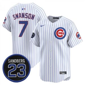 Dansby Swanson Jersey #7 Chicago Cubs Ryne Sandberg Tribute Stitched Stripes