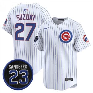 Seiya Suzuki Jersey #27 Chicago Cubs Ryne Sandberg Tribute Stitched Stripes