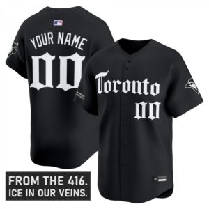 Custom Toronto Blue Jays Jersey Gothic North Edition Stitched Black