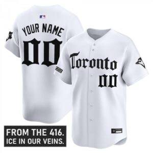 Custom Toronto Blue Jays Jersey Gothic North Edition Stitched White