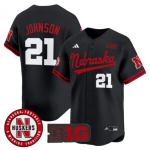 Emmett Johnson Jersey #21 Nebraska Cornhuskers 2025 Vapor Baseball Black