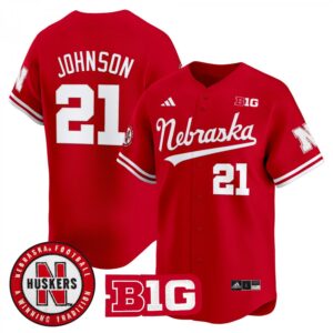 Emmett Johnson Jersey #21 Nebraska Cornhuskers 2025 Vapor Baseball Scarlet