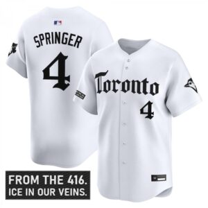 George Springer Jersey #4 Toronto Blue Jays Gothic North Edition Stitched White