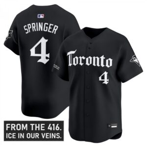 George Springer Jersey #4 Toronto Blue Jays Gothic North Edition Stitched Black
