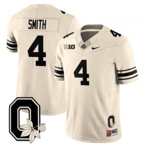 Jeremiah Smith Jersey #4 Ohio State Buckeyes 2025 Vapor Limited Stitched Cream