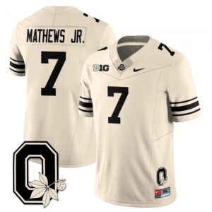 Jermaine Mathews Jr Jersey #7 Ohio State Buckeyes 2025 Limited Stitched Cream