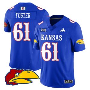 Bryce Foster Jersey #61 Kansas Jayhawks Football 2025 Limited Stitched Royal
