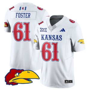 Bryce Foster Jersey #61 Kansas Jayhawks Football 2025 Limited Stitched White