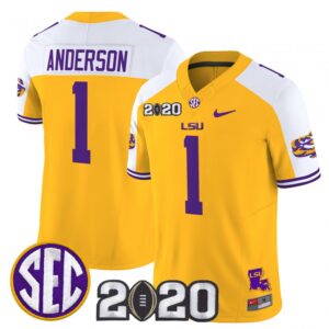 Aaron Anderson Jersey #1 LSU Tigers 2020 National Champions Stitched Gold Alter