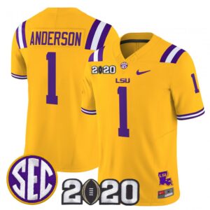 Aaron Anderson Jersey #1 LSU Tigers 2020 National Champions Stitched Gold