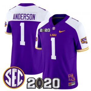 Aaron Anderson Jersey #1 LSU Tigers 2020 National Champions Stitched Purple Alter