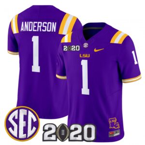 Aaron Anderson Jersey #1 LSU Tigers 2020 National Champions Stitched Purple