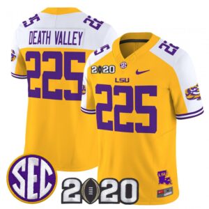 Death Valley Jersey #225 LSU Tigers 2020 National Champions Stitched Gold Alter