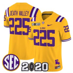 Death Valley Jersey #225 LSU Tigers 2020 National Champions Stitched Gold