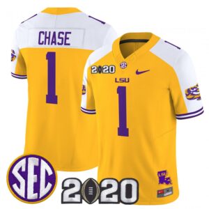 Ja'Marr Chase Jersey #1 LSU Tigers 2020 National Champions Stitched Gold Alter