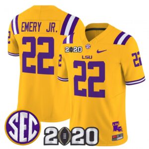 John Emery Jr Jersey #22 LSU Tigers 2020 National Champions Stitched Gold