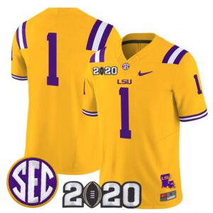 Team Jersey #1 LSU Tigers 2020 National Champions Limited Stitched Gold