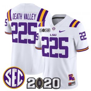 Death Valley Jersey #225 LSU Tigers 2020 National Champions Stitched White