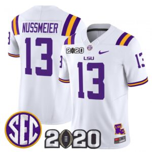 Garrett Nussmeier Jersey #13 LSU Tigers 2020 National Champions White