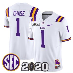 Ja'Marr Chase Jersey #1 LSU Tigers 2020 National Champions Stitched White