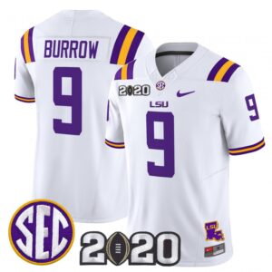 Joe Burrow Jersey #9 LSU Tigers 2020 National Champions Stitched White