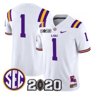 Team Jersey #1 LSU Tigers 2020 National Champions Limited Stitched White