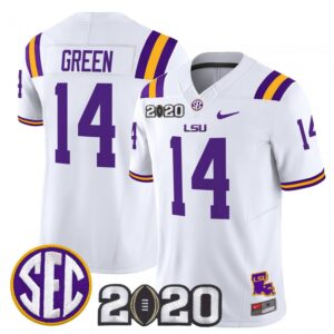 Trey'Dez Green Jersey #14 LSU Tigers 2020 National Champions Stitched White