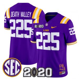 Death Valley Jersey #225 LSU Tigers 2020 National Champions Stitched Purple