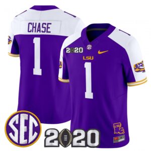 Ja'Marr Chase Jersey #1 LSU Tigers 2020 National Champions Stitched Purple Alter