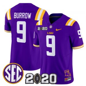 Joe Burrow Jersey #9 LSU Tigers 2020 National Champions Stitched Purple