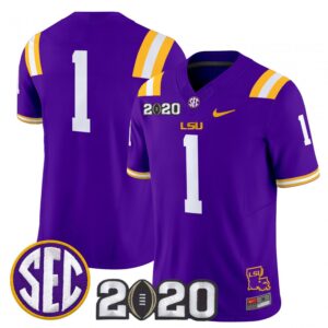 Team Jersey #1 LSU Tigers 2020 National Champions Limited Stitched Purple