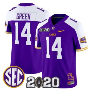 Trey'Dez Green Jersey #14 LSU Tigers 2020 National Champions Stitched Purple Alter