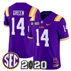 Trey'Dez Green Jersey #14 LSU Tigers 2020 National Champions Stitched Purple