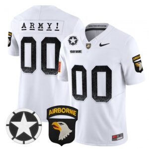 Custom Army Black Knights Jersey 2025 Screaming Eagles Stitched White