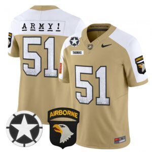 Andon Thomas Jersey #51 Army Black Knights 2025 Screaming Eagles Stitched Tan Alter