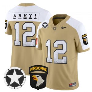 Army Jersey #12 Army Black Knights 2025 Screaming Eagles Stitched Tan Alternate
