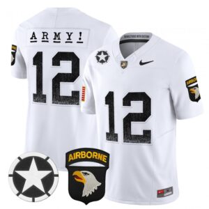 Army Jersey #12 Army Black Knights 2025 Screaming Eagles Stitched White